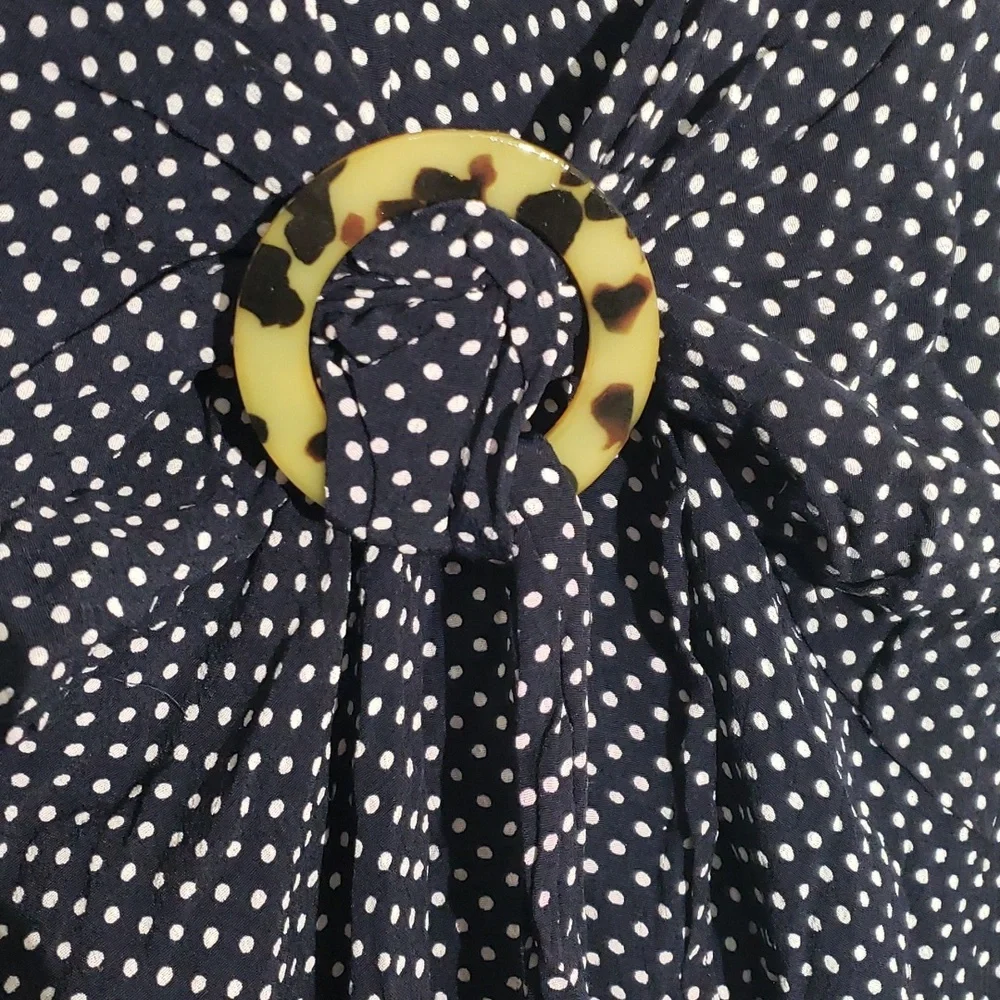 Polka Dot Wrap Dress v neck  knot front long sleeve.  size 14 - Picture 2 of 8